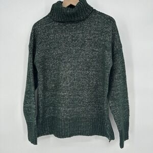 Banana‎ Republic Sz S Turtleneck Sweater Hunter Green White Minimalist Cozy